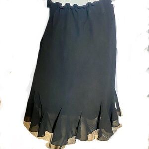 Elegant Black Women's Skirt with Sheer Ruffle Trim